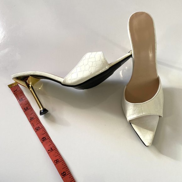 White snake mules heels. Never worn - Picture 3 of 3